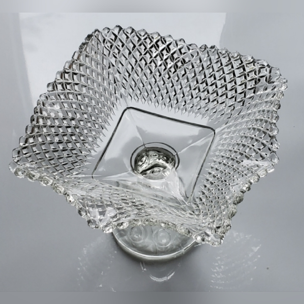1950s L.E. Smith Diamond Point Ruffle Edged Compote - Picture 15 of 16